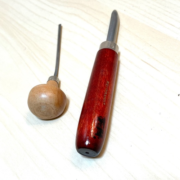 2 Intaglio Etching Printmaking Tools. Burin & burnisher. For Zinc plates. EUC - Picture 1 of 7